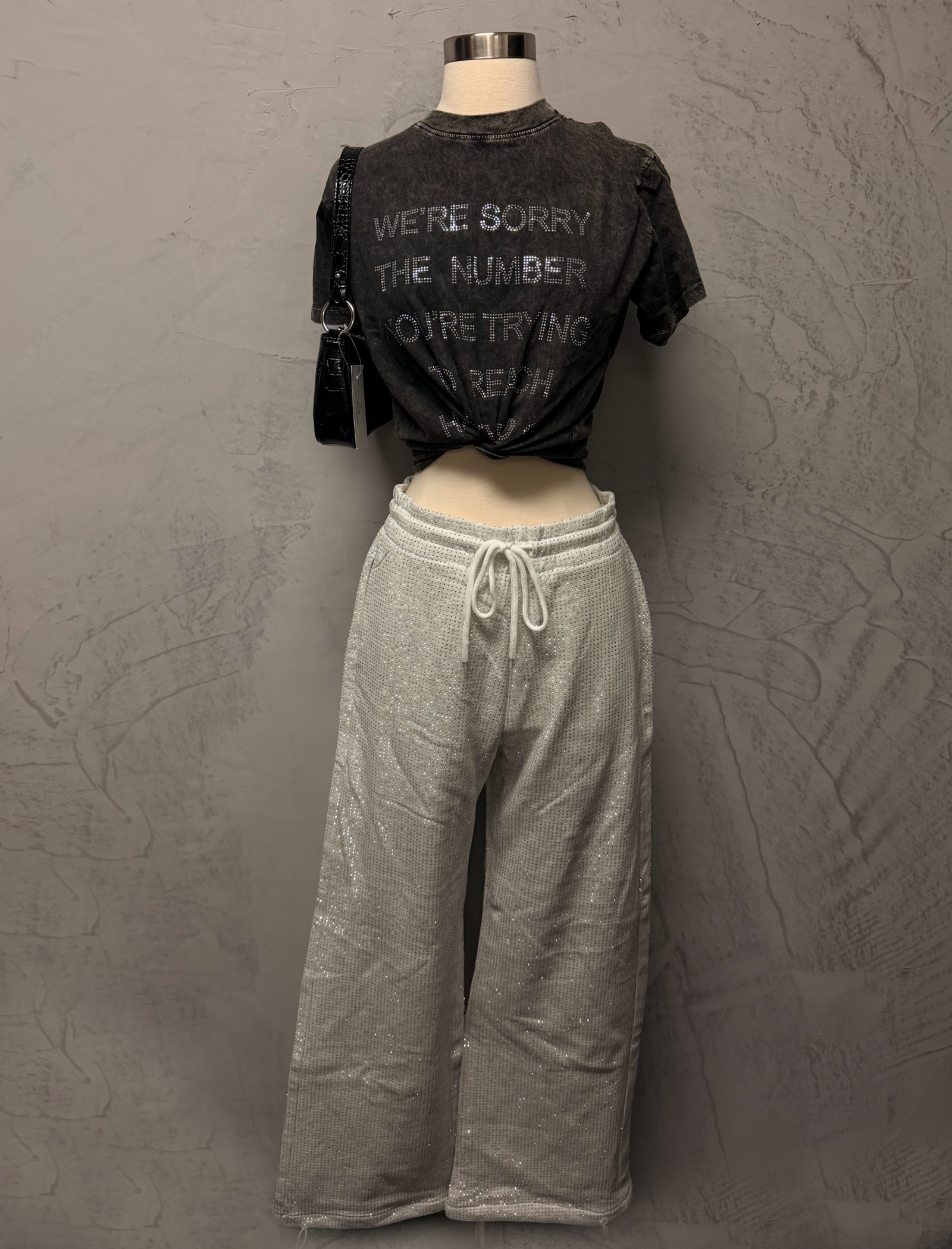 Lennon Crystal Sweat Pants (Heather Grey)