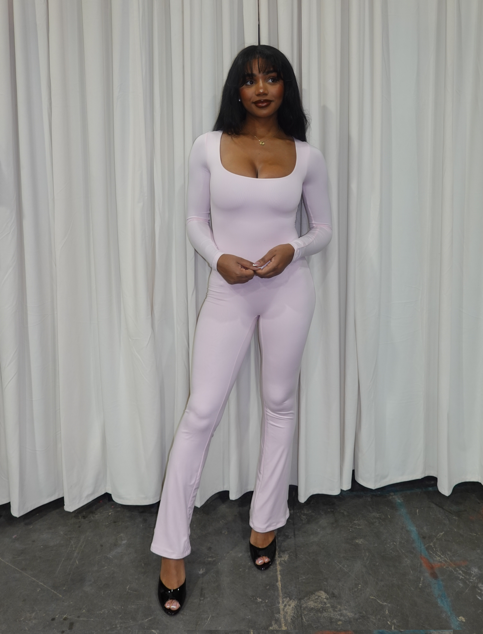 Kaysen Long Sleeve Jumpsuit (Baby Pink)
