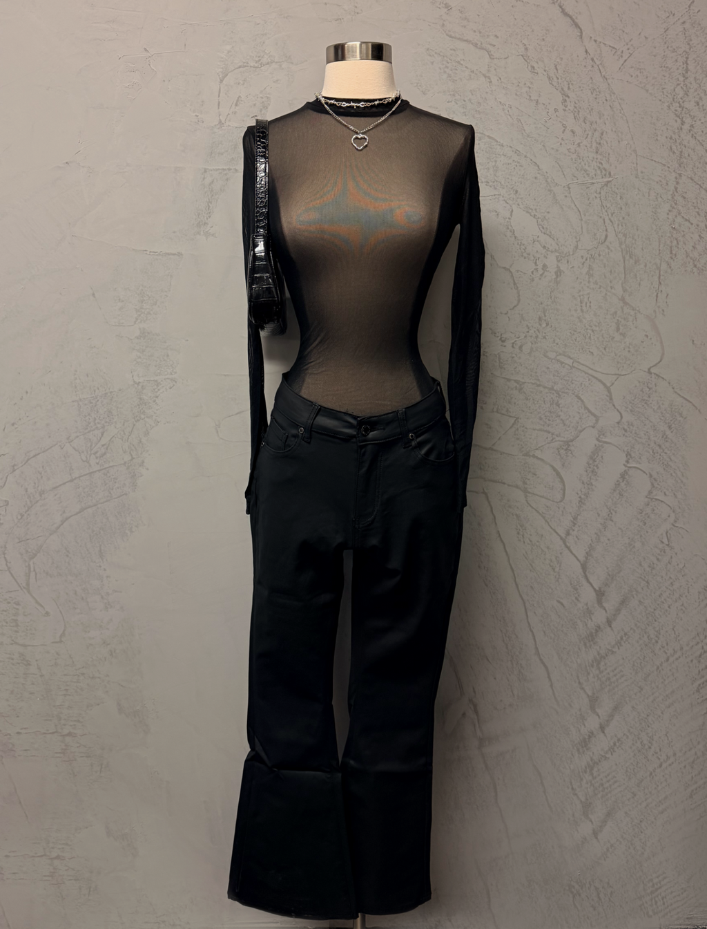 Katia Leather Flare Pants (Black)
