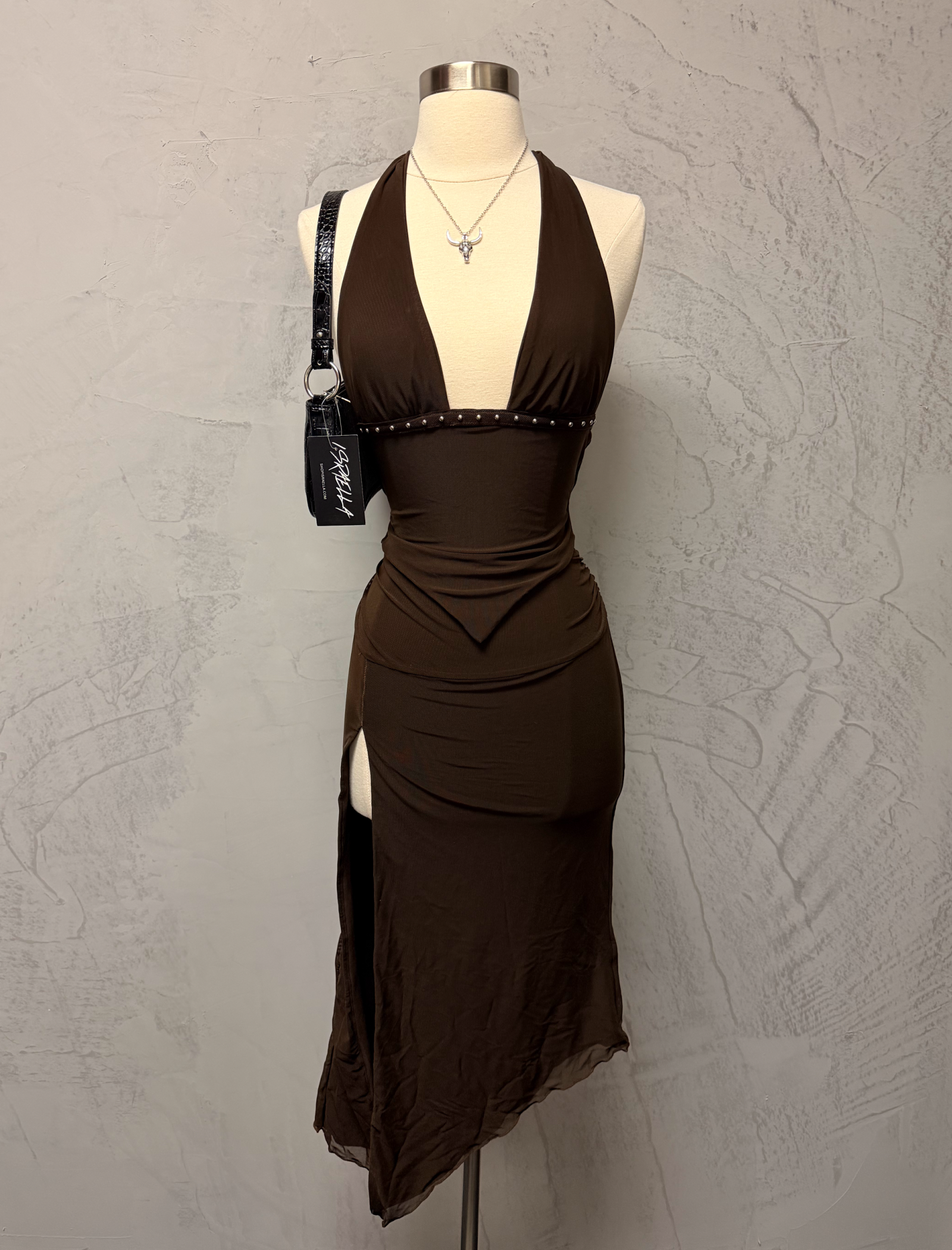 Almeda Halter Skirt Set (Brown)