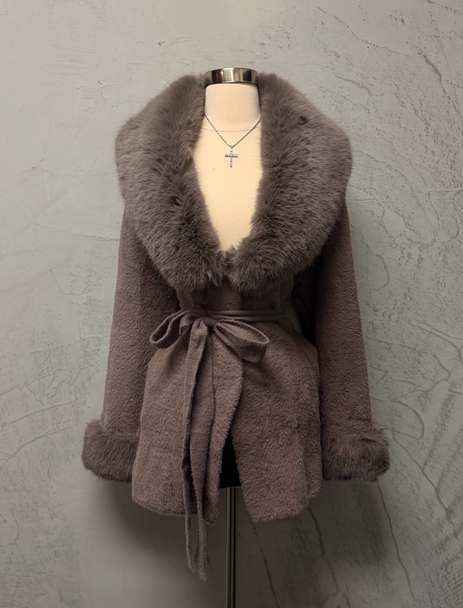 Cheryl Fur Coat (Mauve Grey)