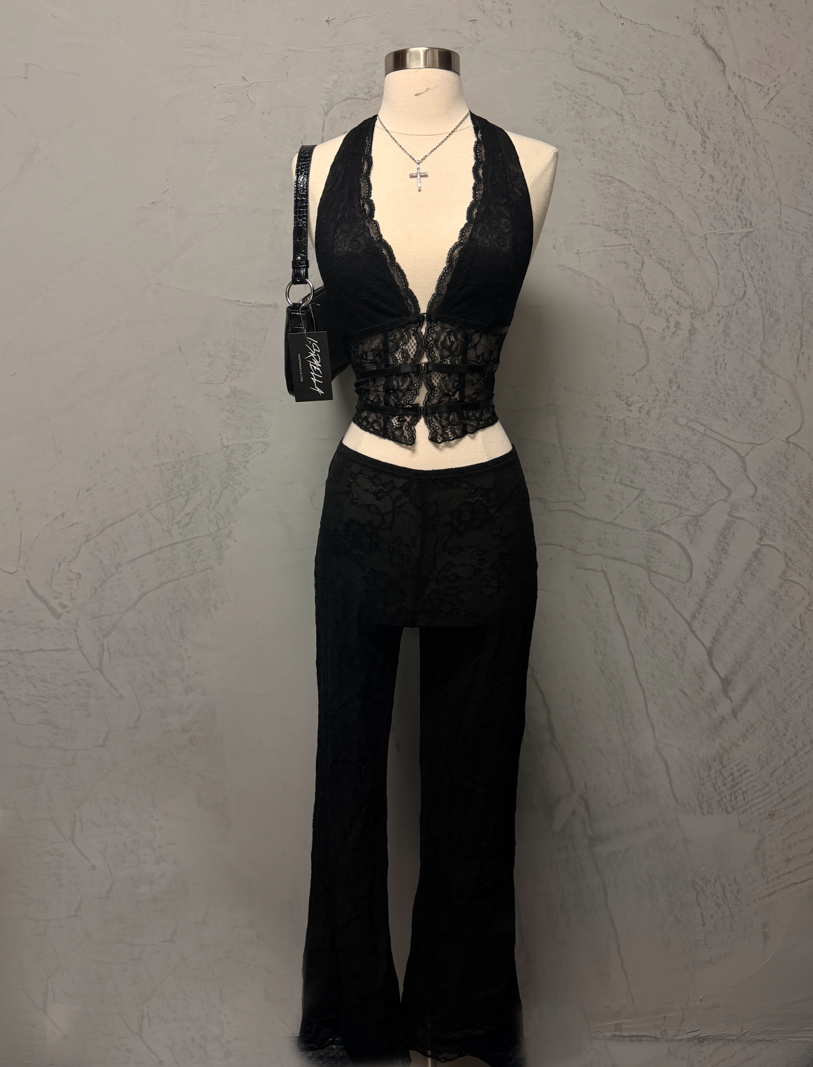 Mylah Lace  Pants Set (Black)