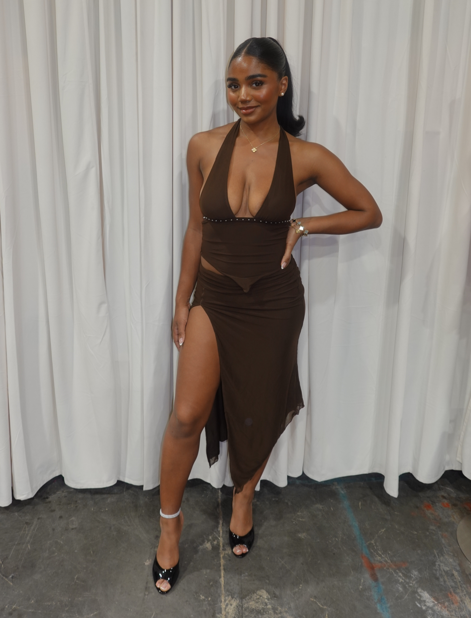 Almeda Halter Skirt Set (Brown)