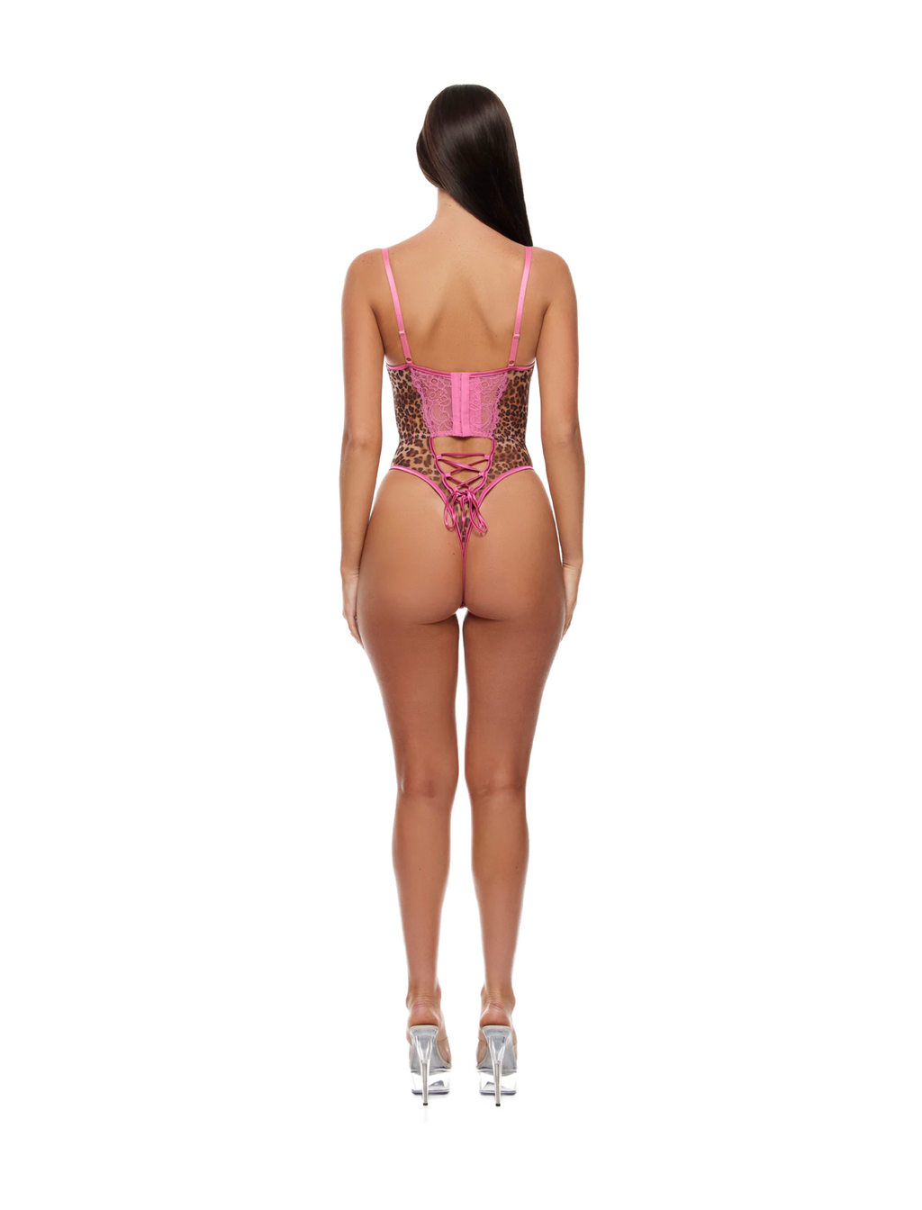 Lucy Mesh Bodysuit (Pink Leopard)