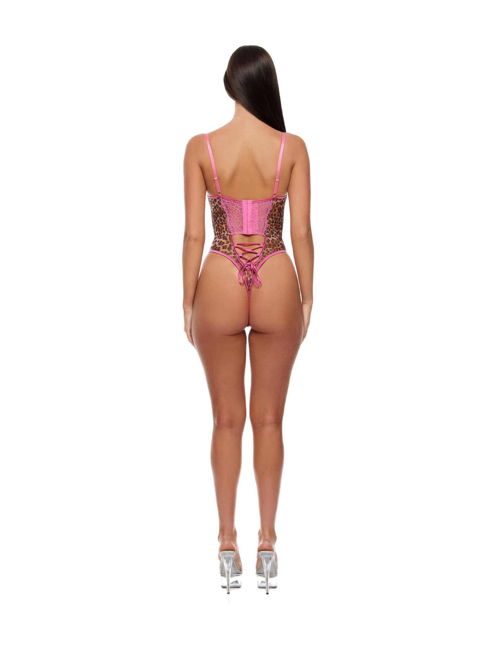Lucy Mesh Bodysuit (Pink Leopard)