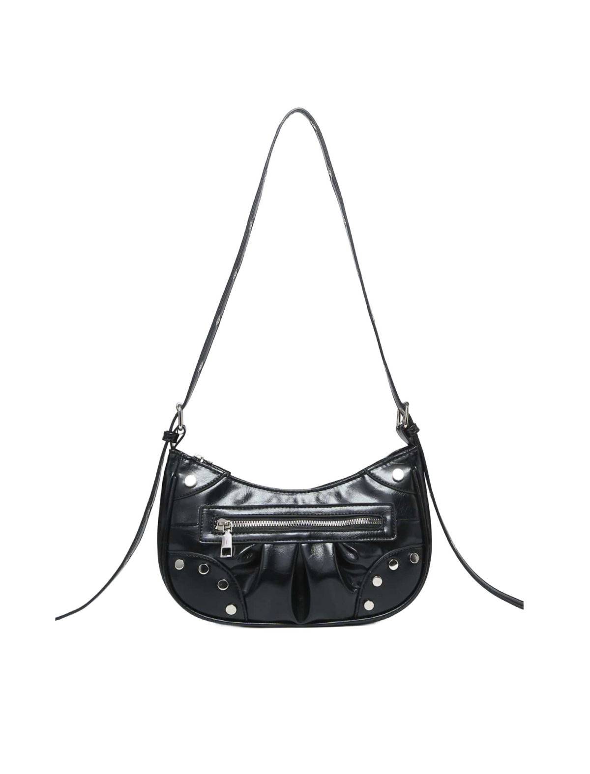 Obsidian Studded Shoulder Bag (Black)