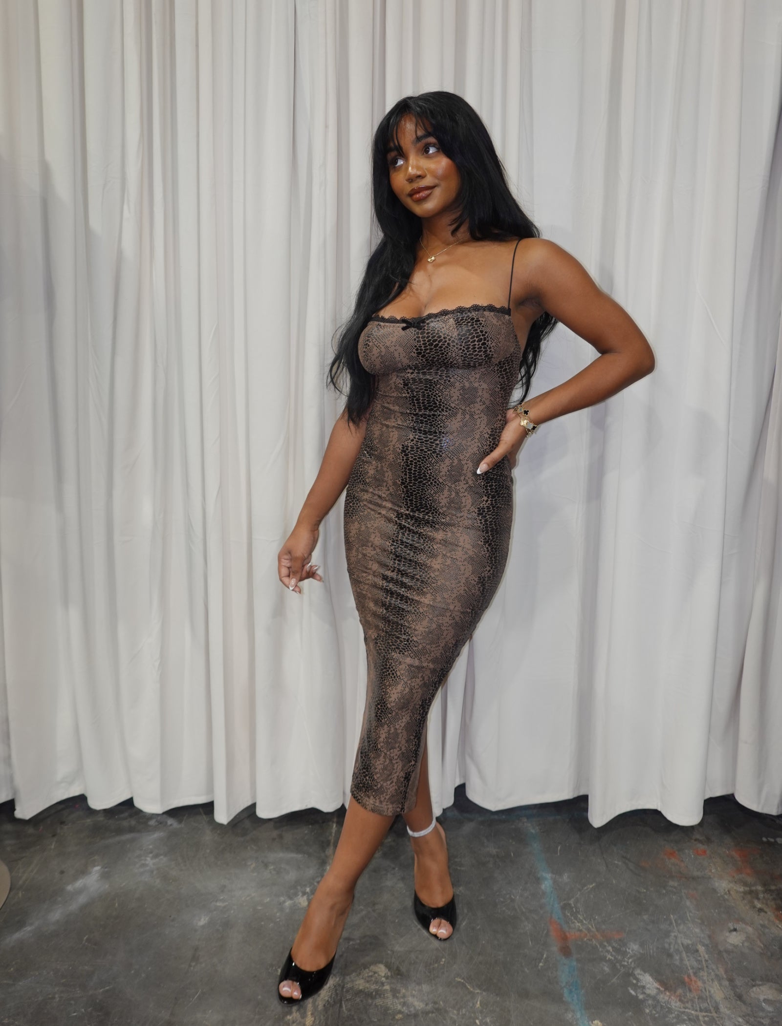 Uma Mesh Maxi Dress (Snake Multi)