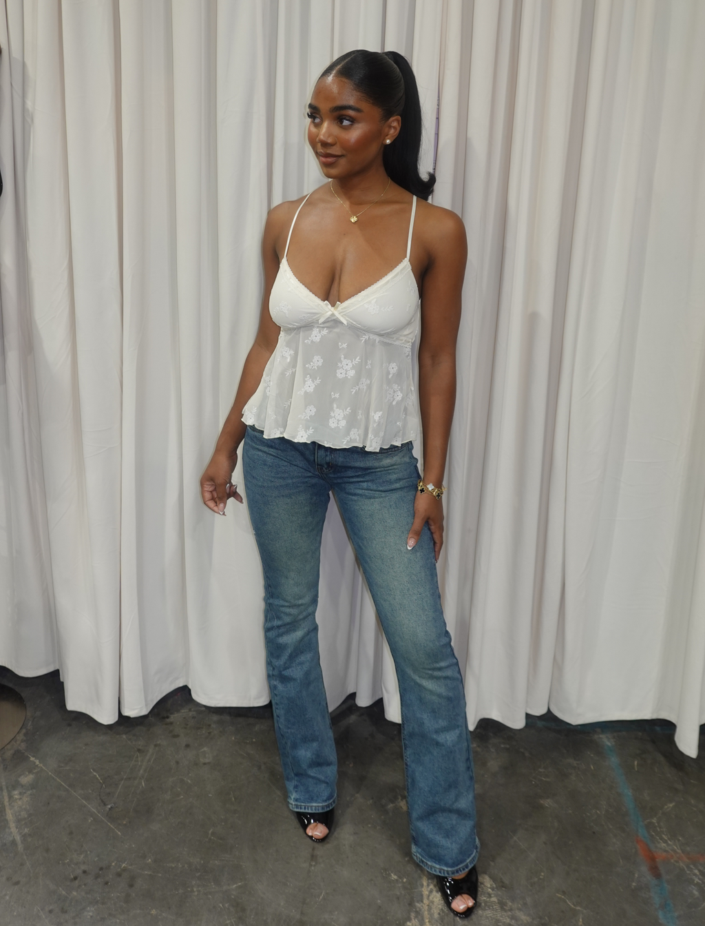 Lauriel Mesh Top (Ivory White)