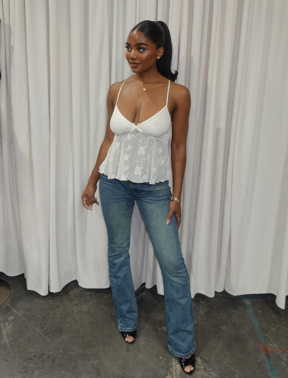 Lauriel Mesh Top (Ivory White)