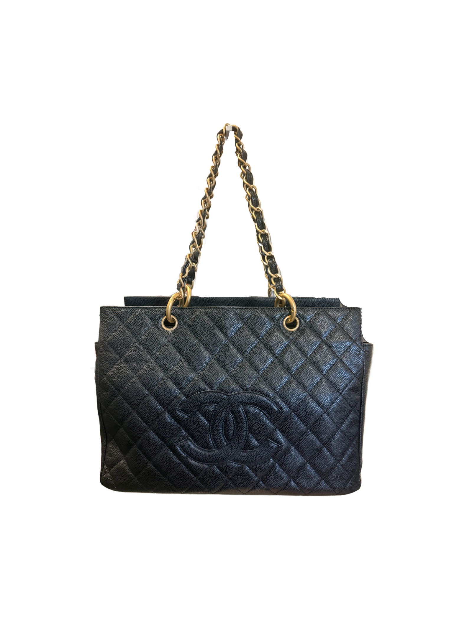 Chanel CC Chain Tote With Center Zip Bag (Black)
