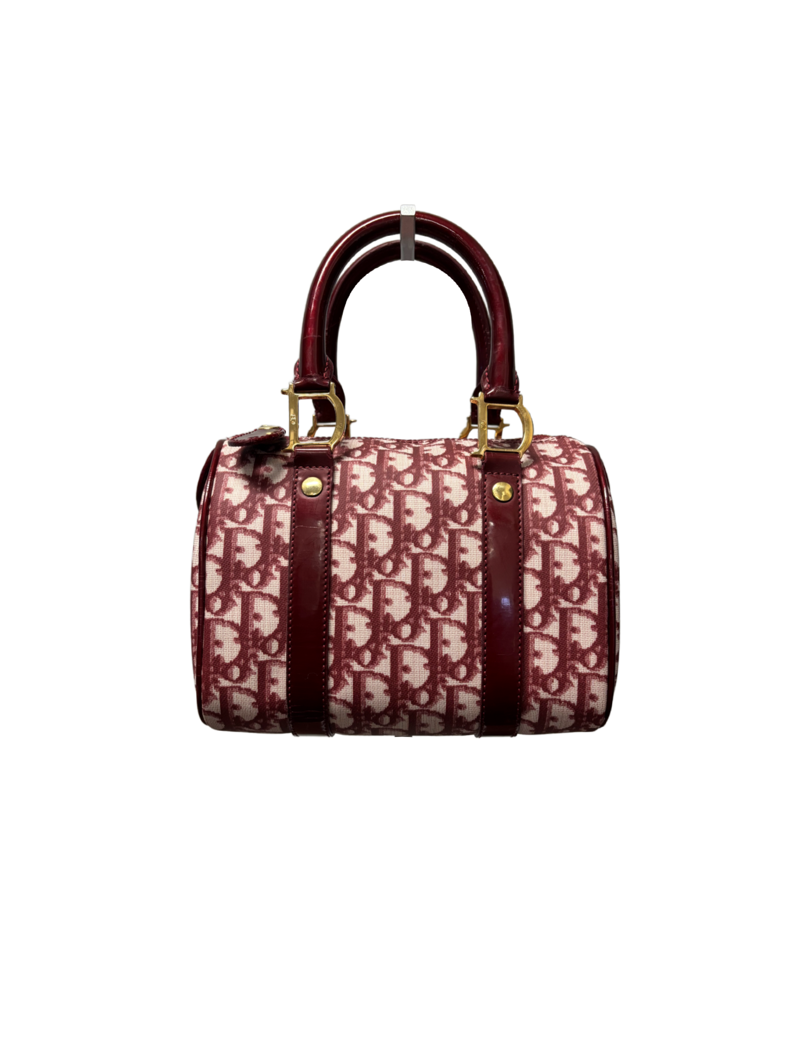 Dior Oblique Mini Boston Bowler Bag (Burgundy)