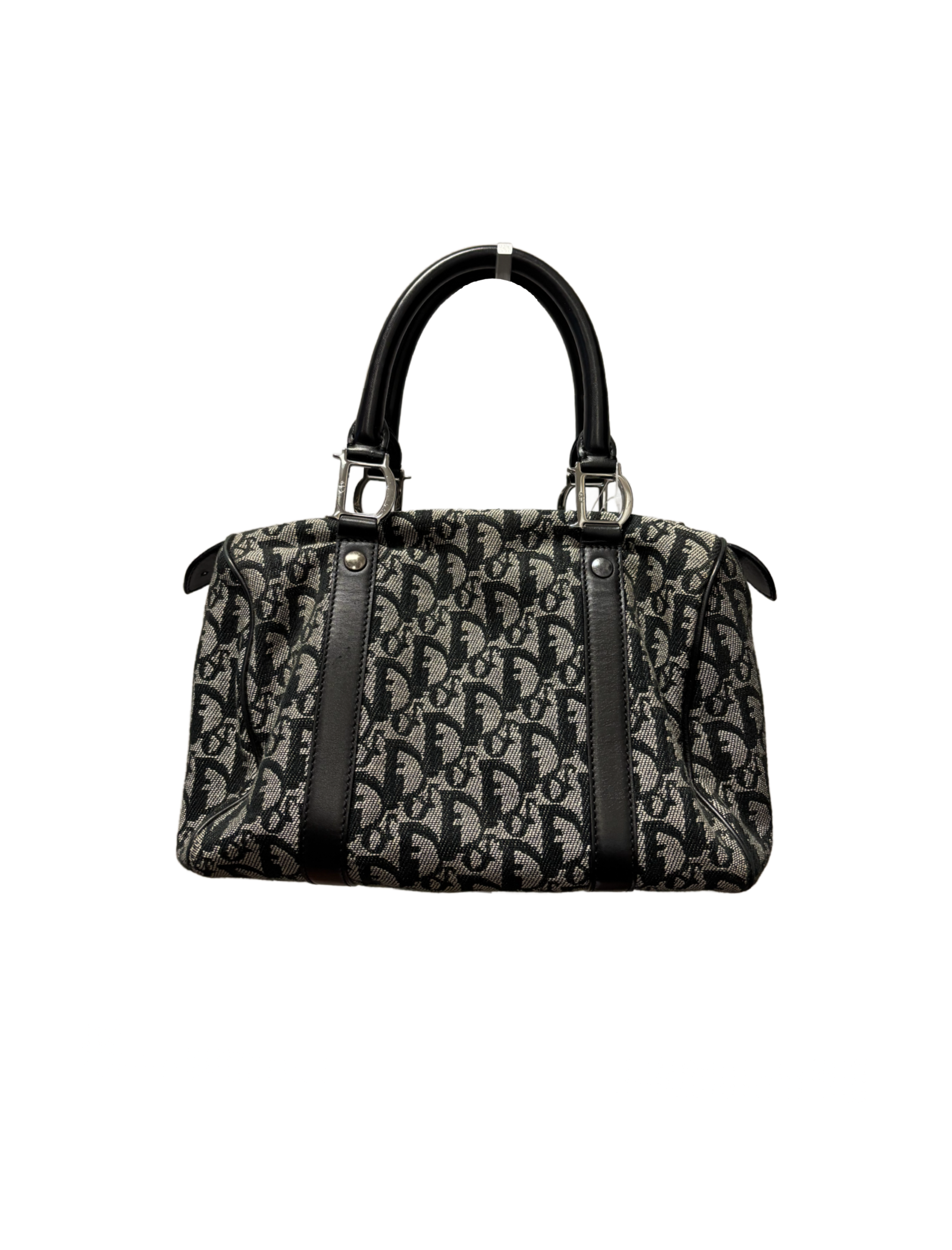 Dior Oblique Mini Canvas Boston Bowler (Black)