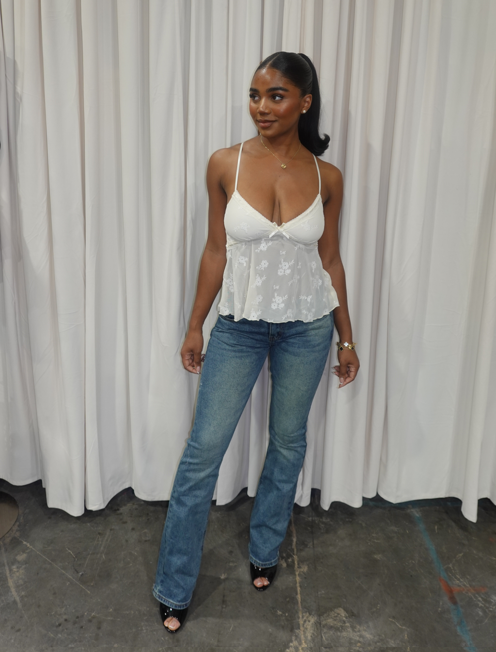 Lauriel Mesh Top (Ivory White)