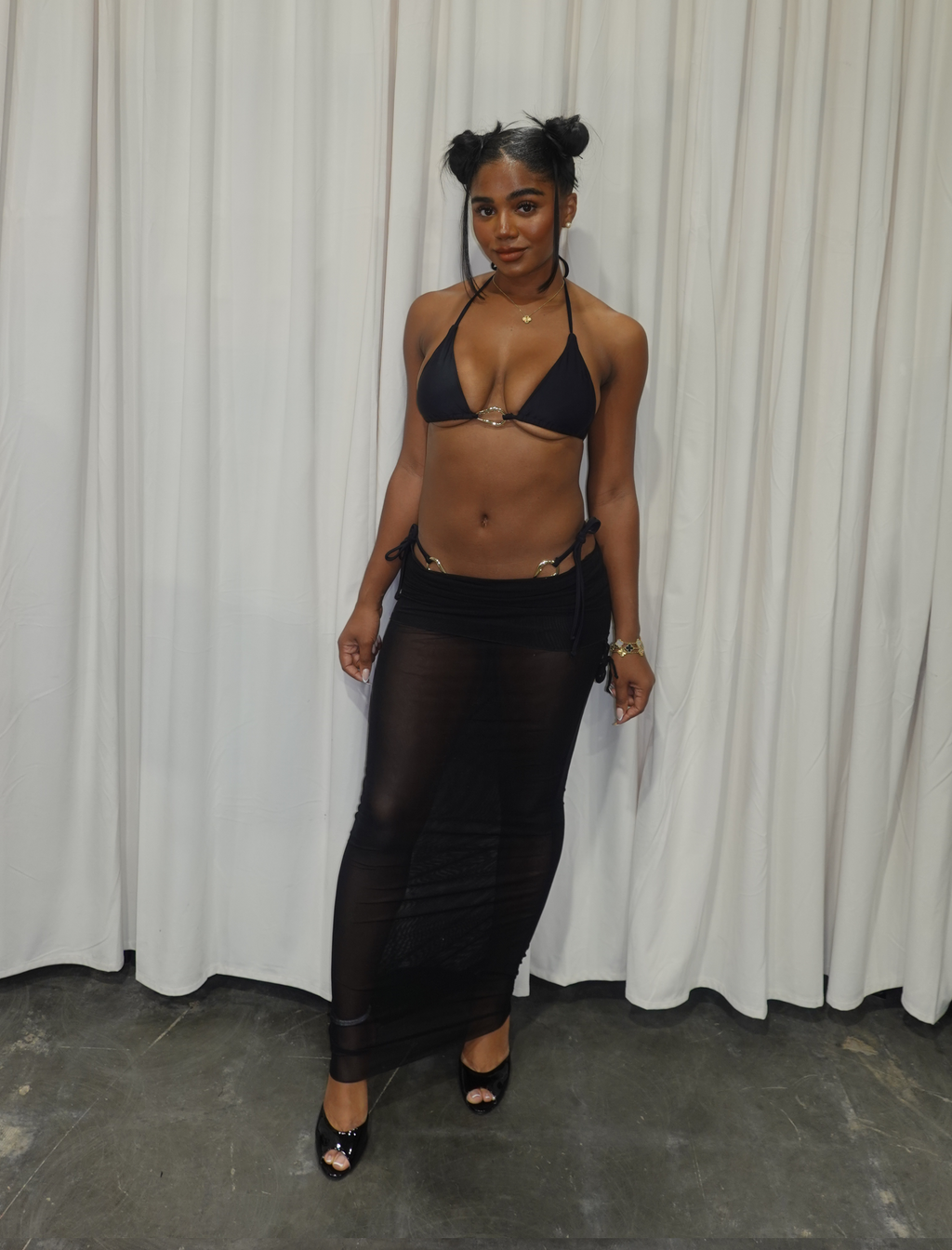 Lagoon Bikini Maxi Skirt Set (Black)