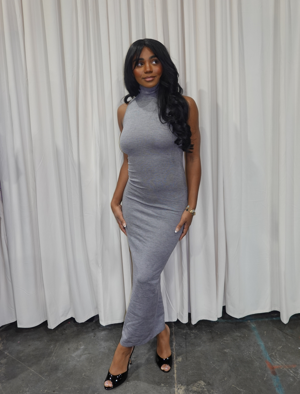 Eleven Knitted Maxi Dress (Grey)