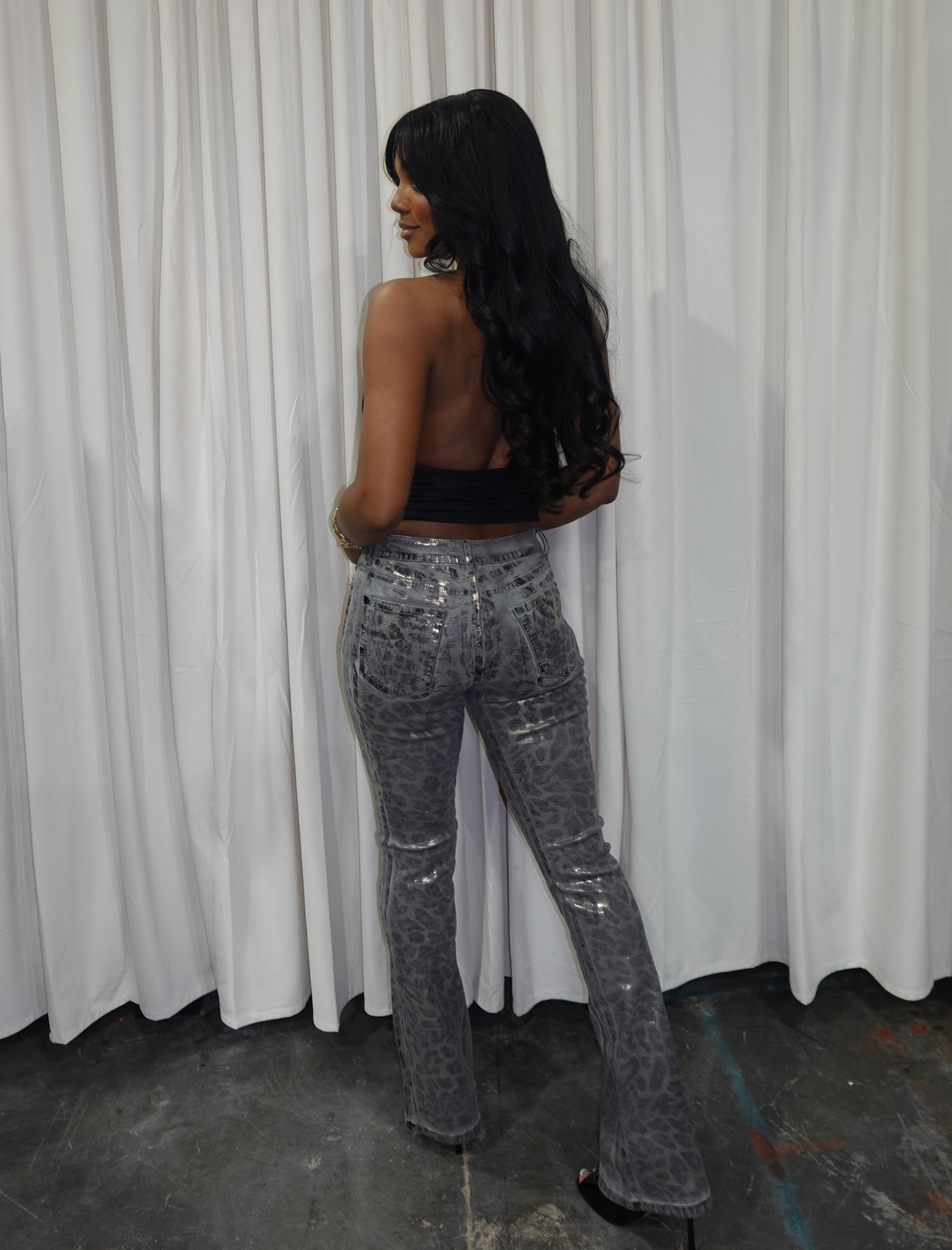 Leopard Flare Jeans (Leopard Grey)