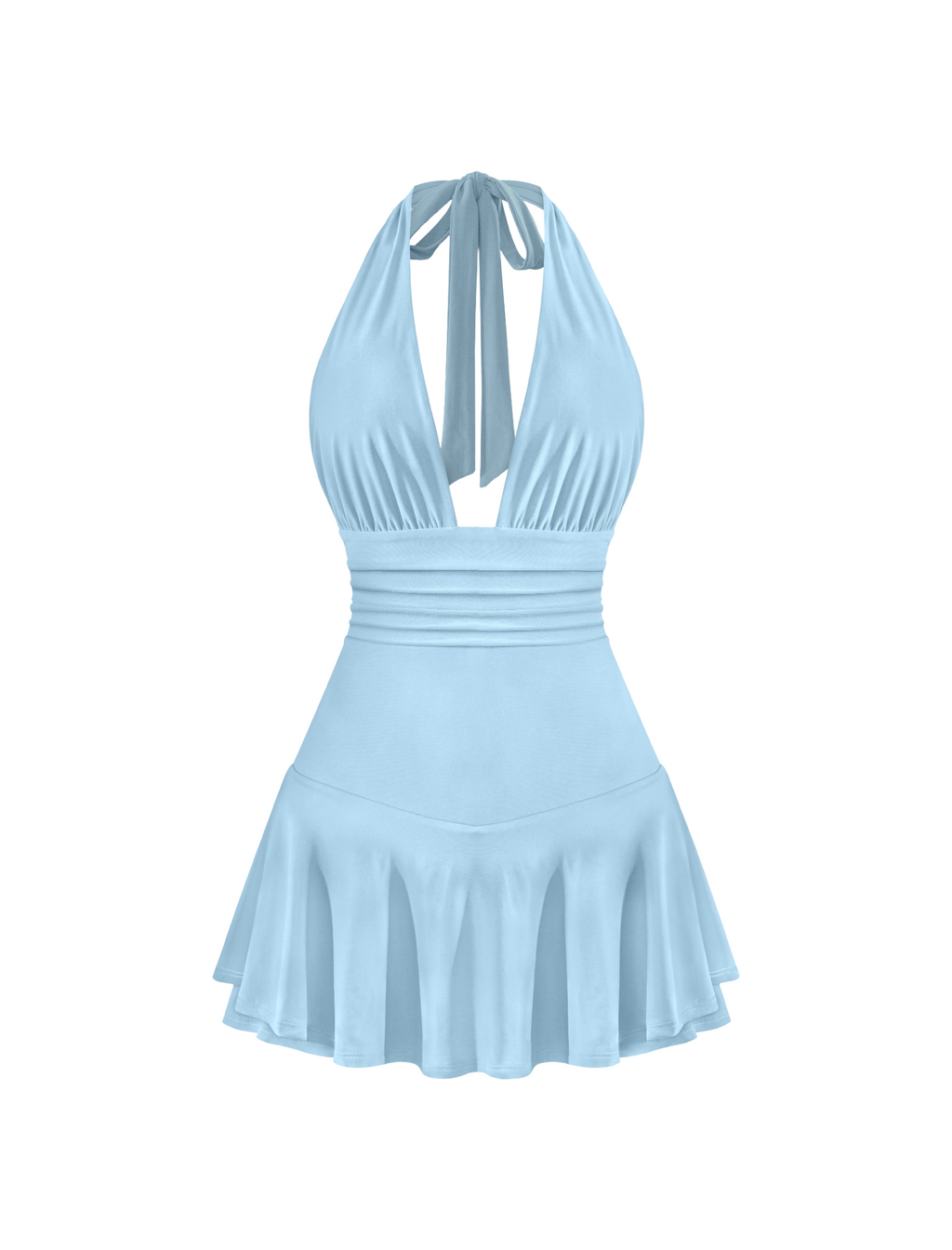 Carolina Halter Mini Dress (Light Blue)
