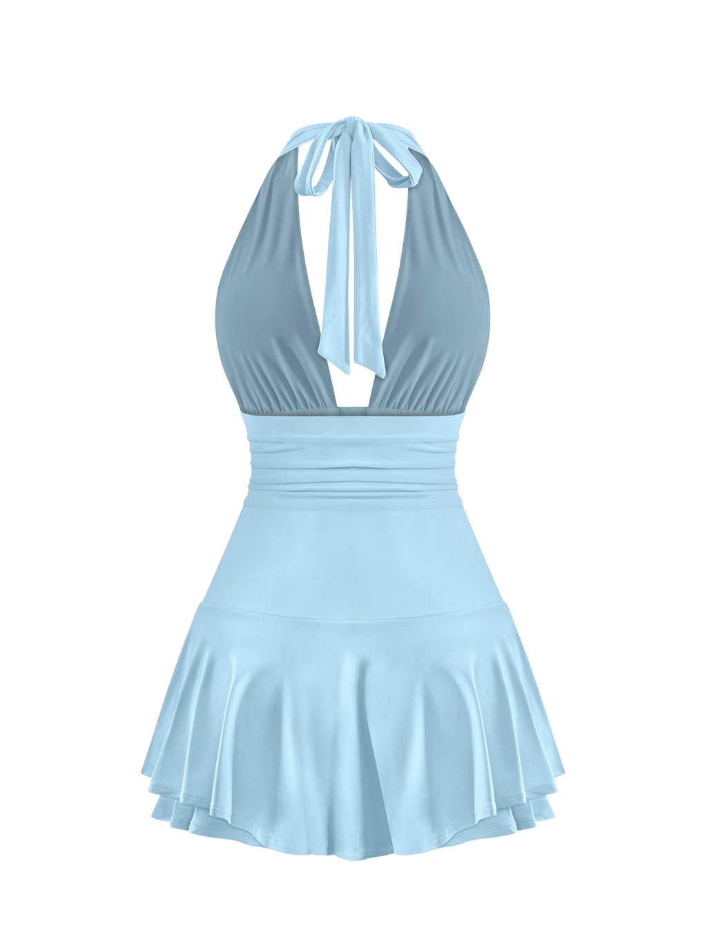 Carolina Halter Mini Dress (Light Blue)
