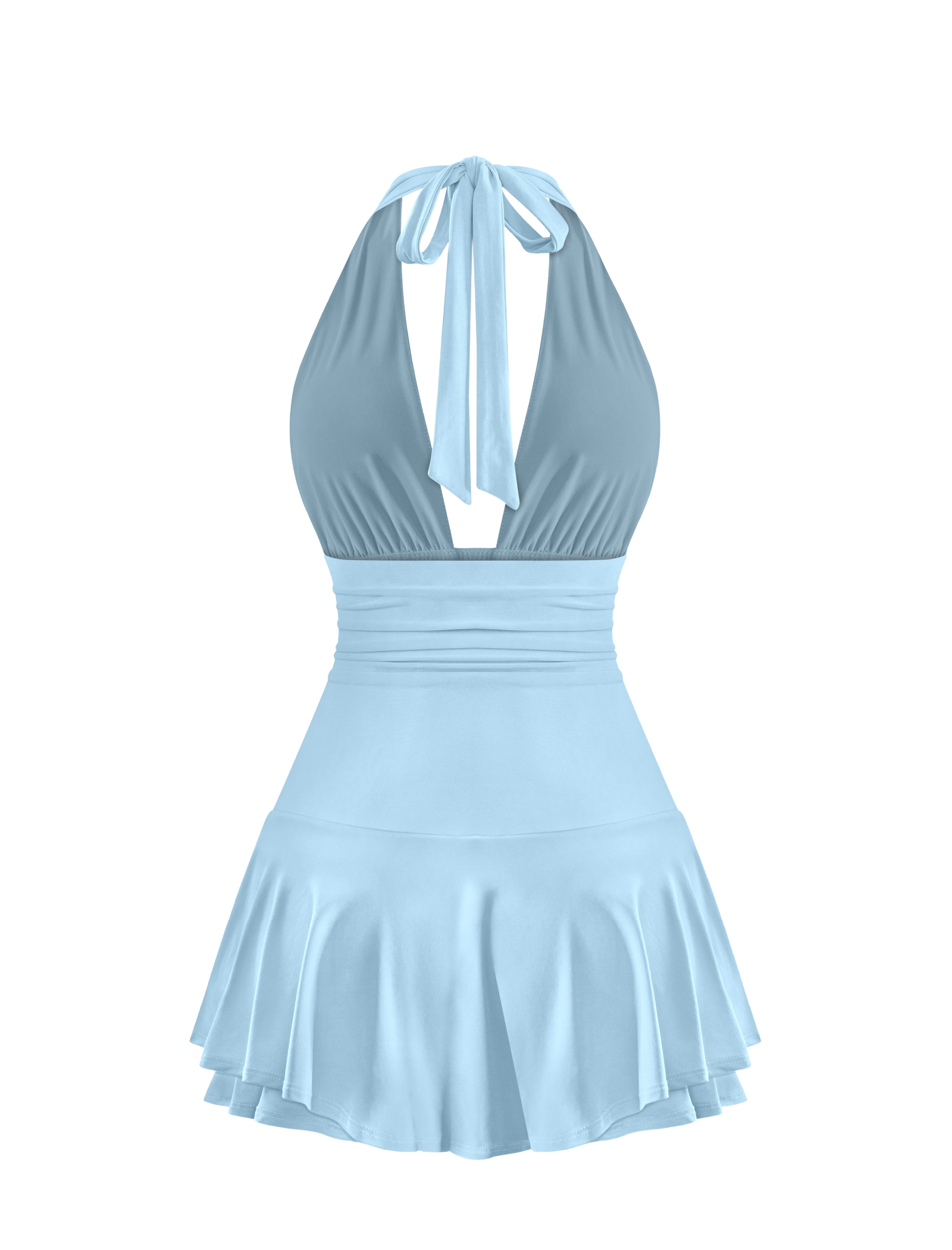 Carolina Halter Mini Dress (Light Blue)