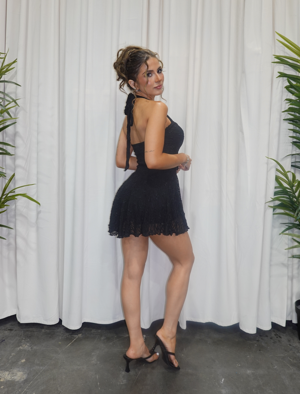 Serelle Halter Lace Romper (Black)
