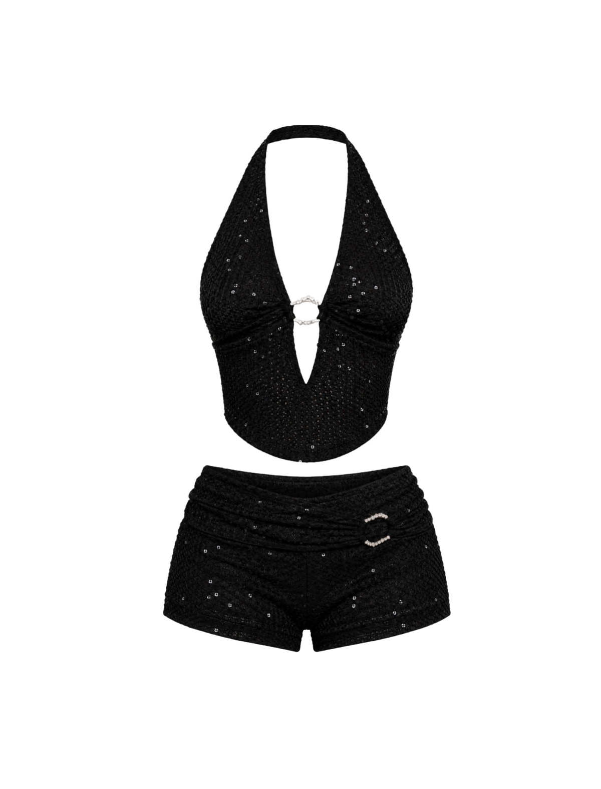 Katrina Halter Short Set (Black)