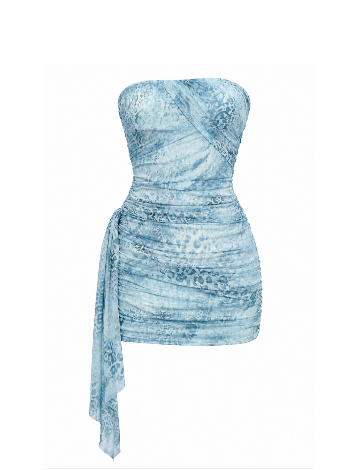 Lulu Strapless Mesh Mini Dress (Blue Multi)