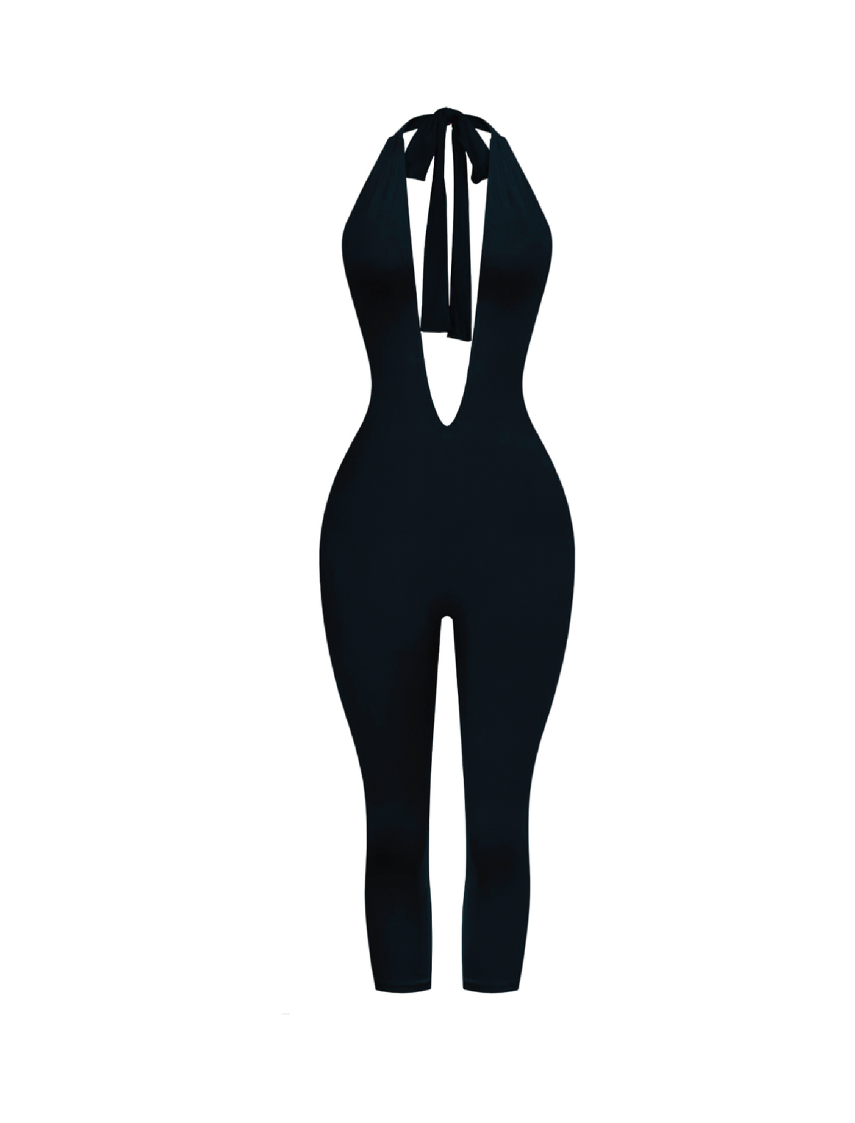 Naylani Deep V Halter Jumpsuit (Black)