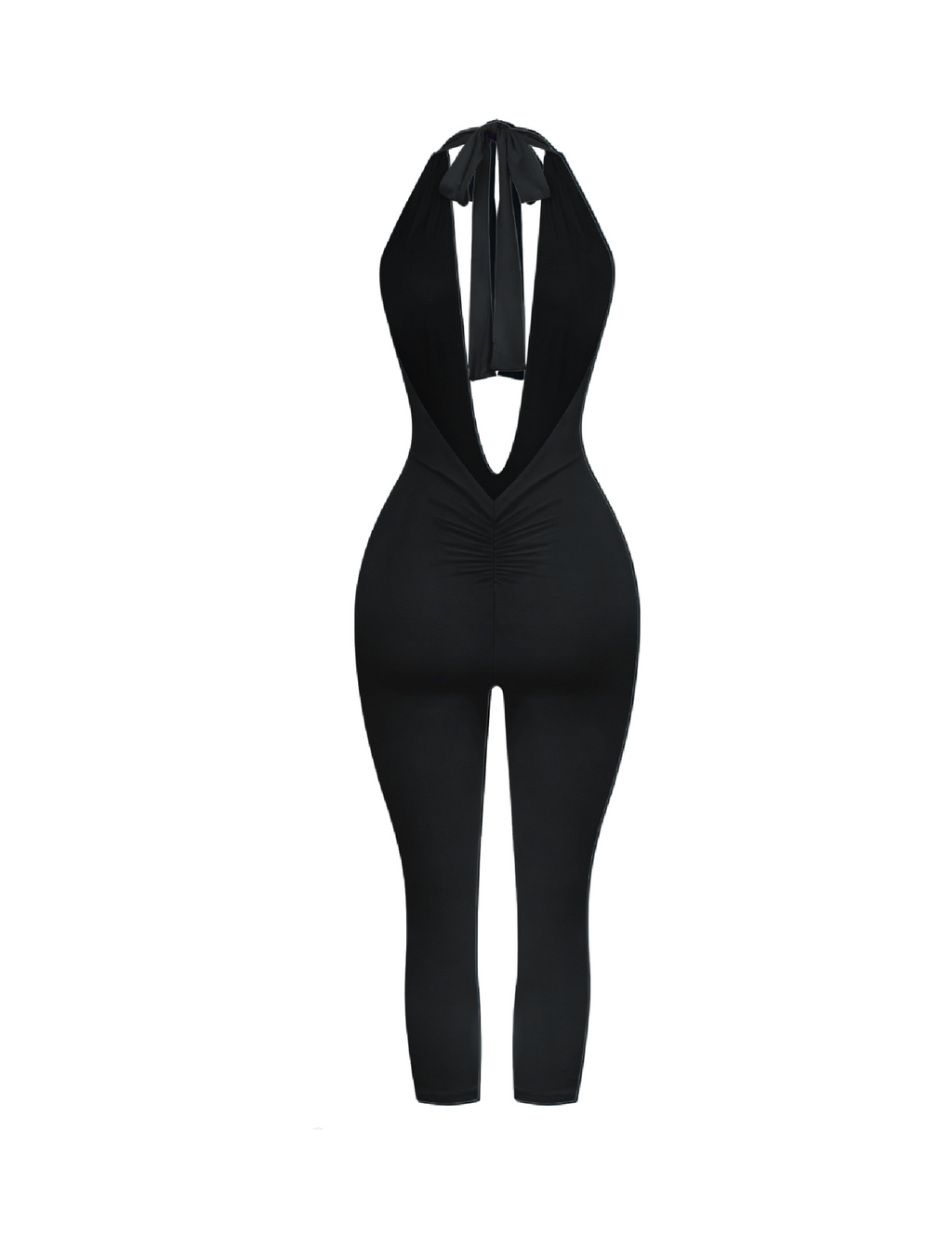 Naylani Deep V Halter Jumpsuit (Black)