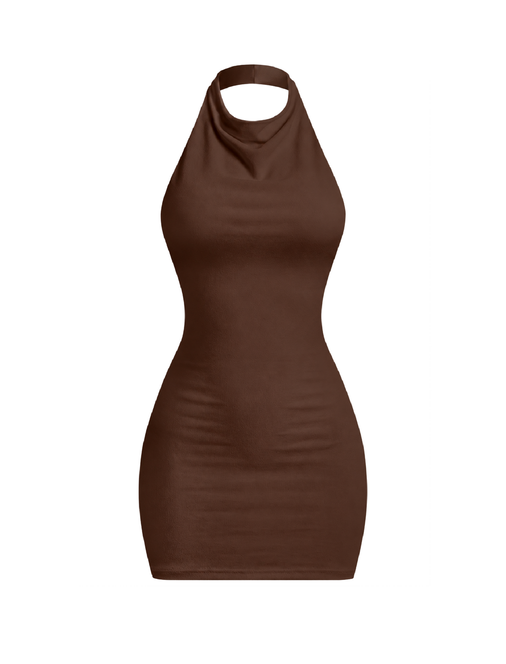 Esme Halter Mini Dress (Brown)