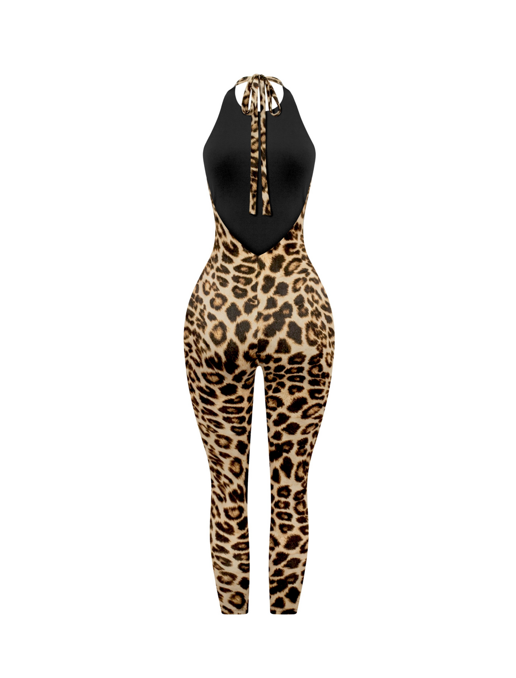 Yasmin Halter Jumpsuit (Leopard Brown)
