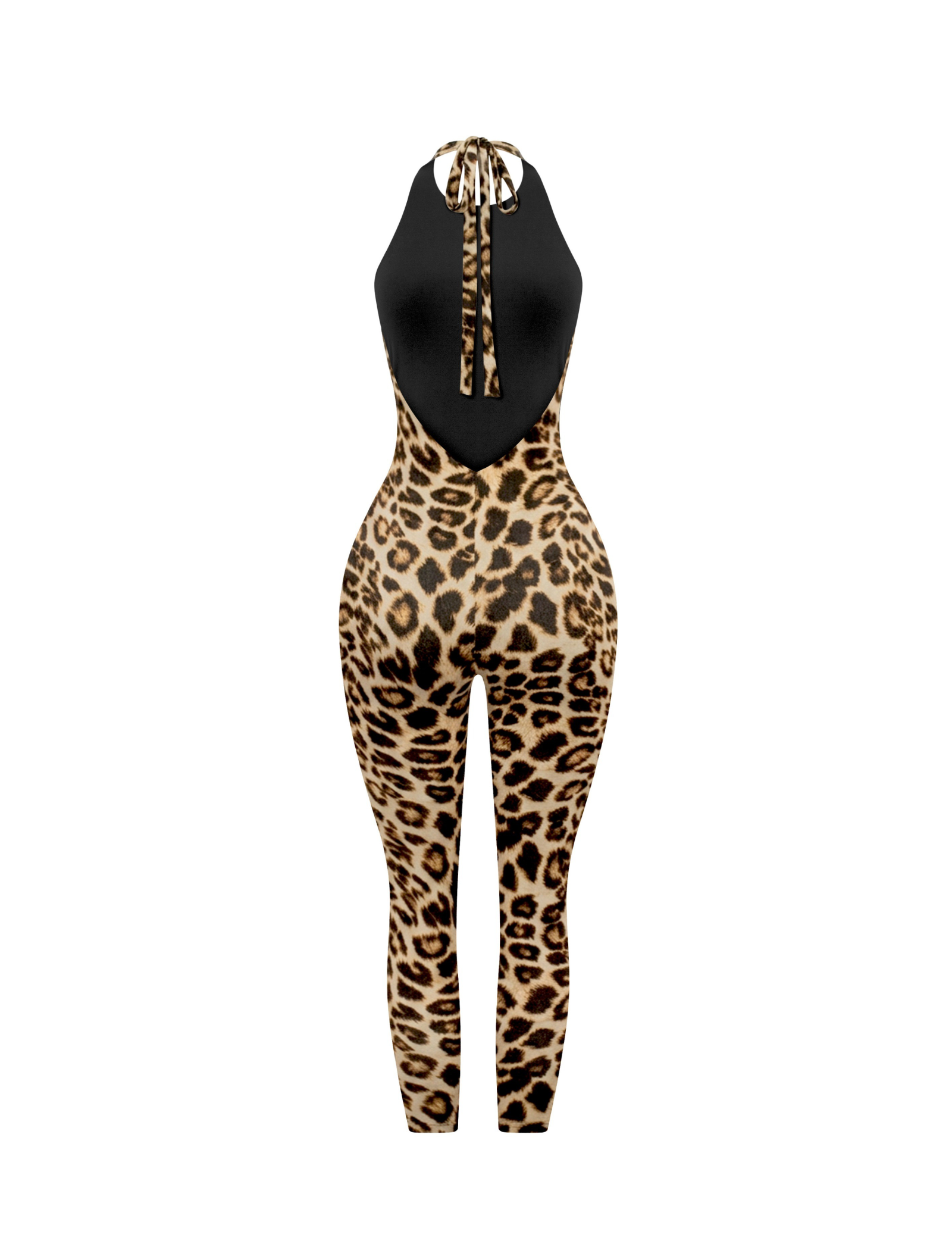 Yasmin Halter Jumpsuit (Leopard Brown)