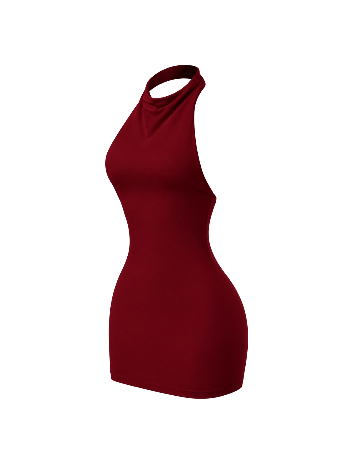 Esme Halter Mini Dress (Burgundy Red)