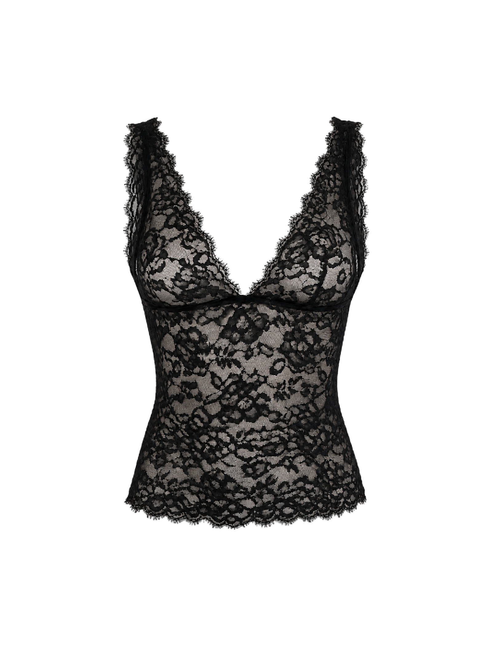 Veda Deep V Lace Top (Black)