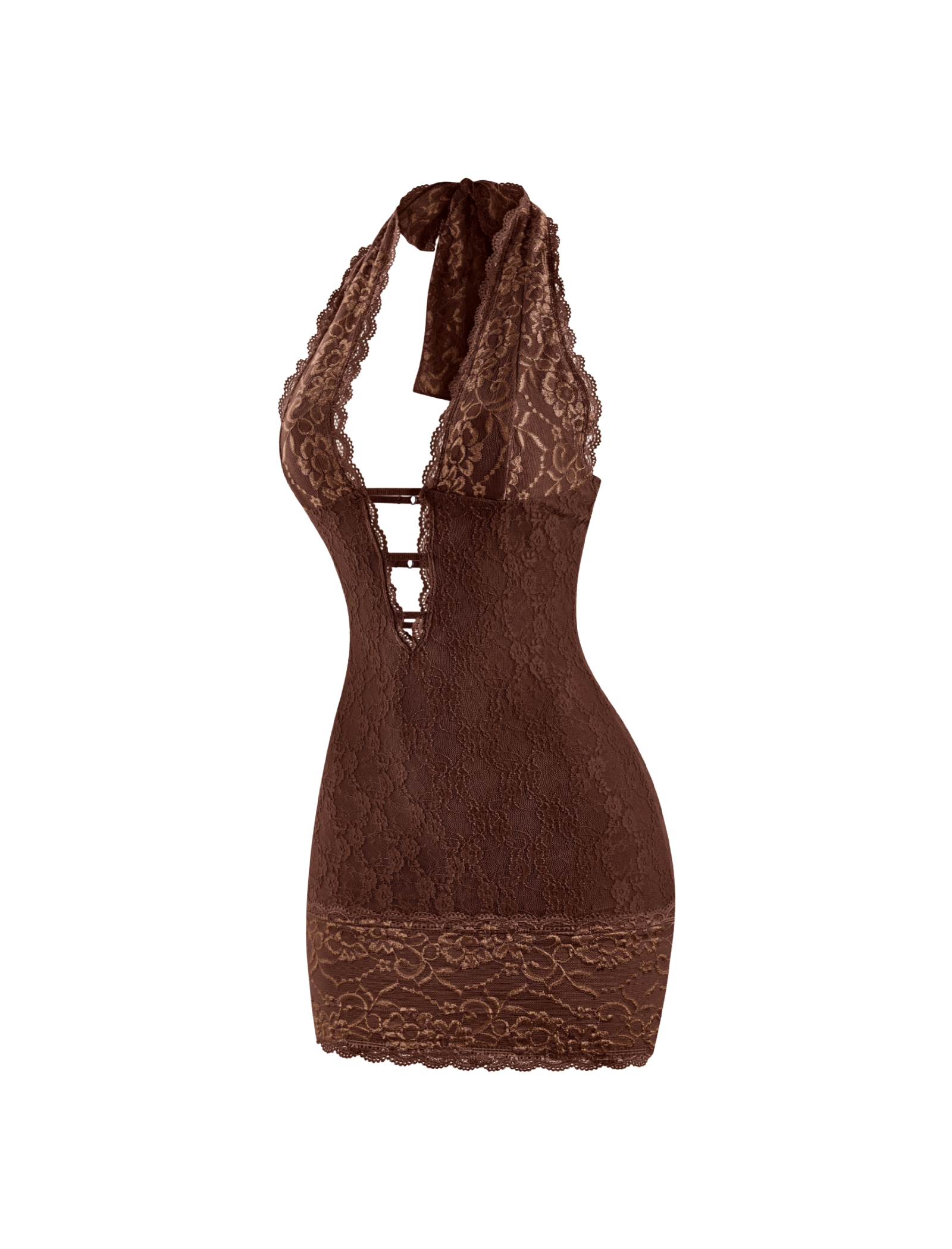 Esther Lace Mini Dress (Brown)