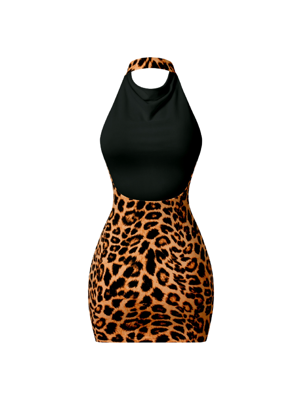 Esme Halter Mini Dress (Brown Leopard)