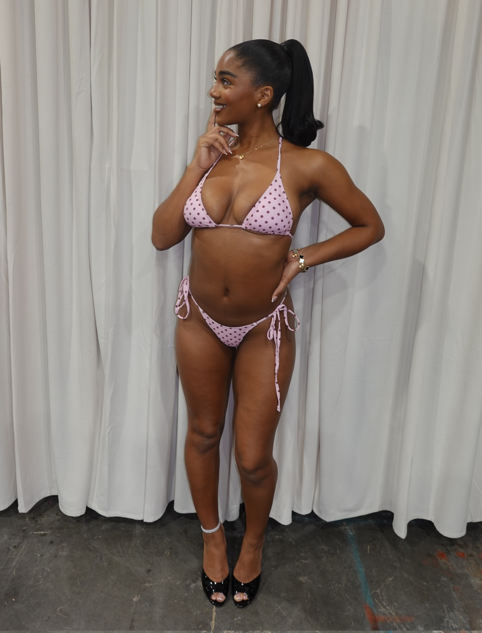Dottie Bikini Short Set (Pink Polka Dot)