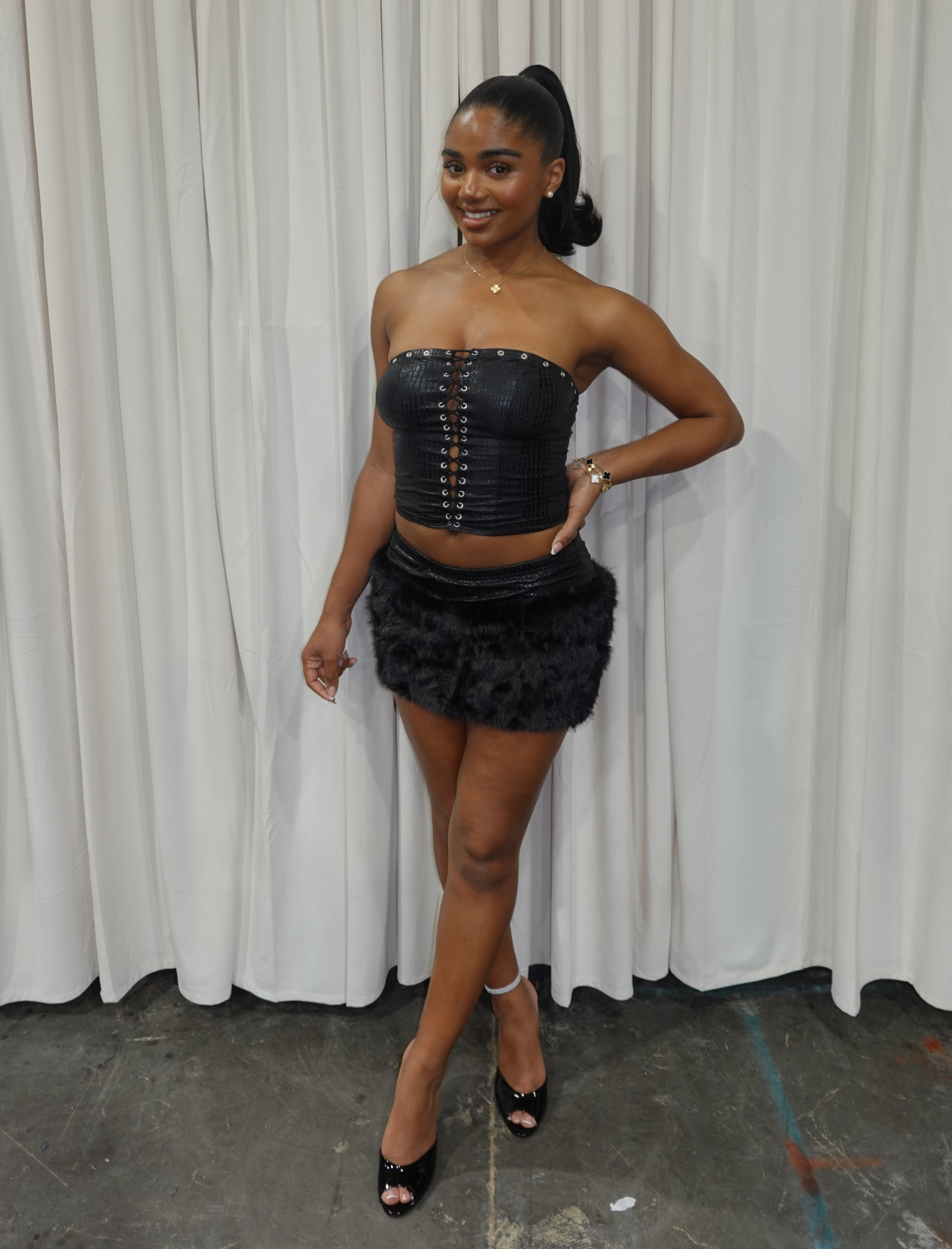 Arkan Mini Skirt Set (Black)