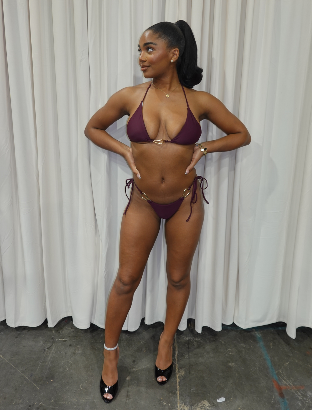 Lagoon Bikini Maxi Skirt Set (Maroon Red)