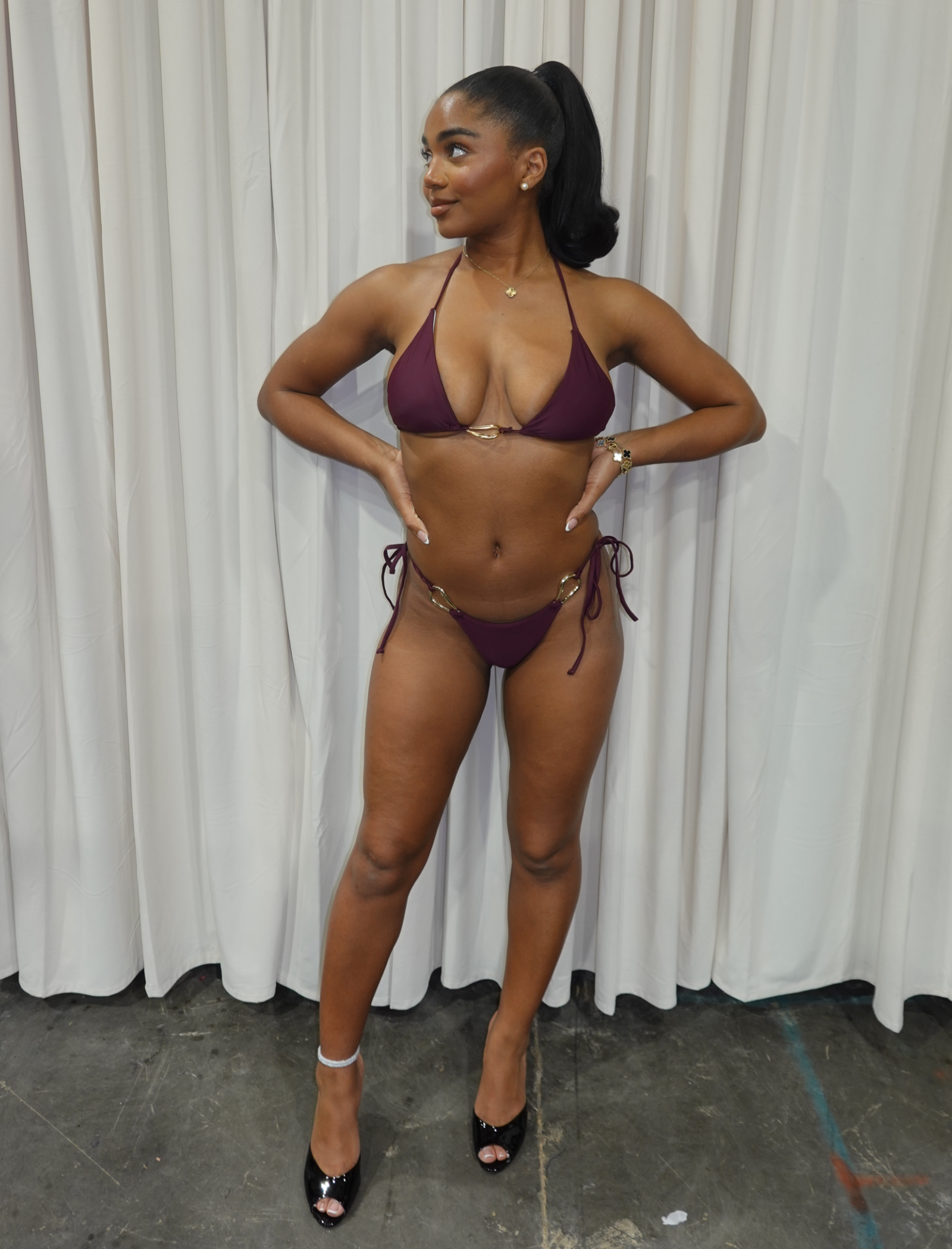 Lagoon Bikini Maxi Skirt Set (Maroon Red)