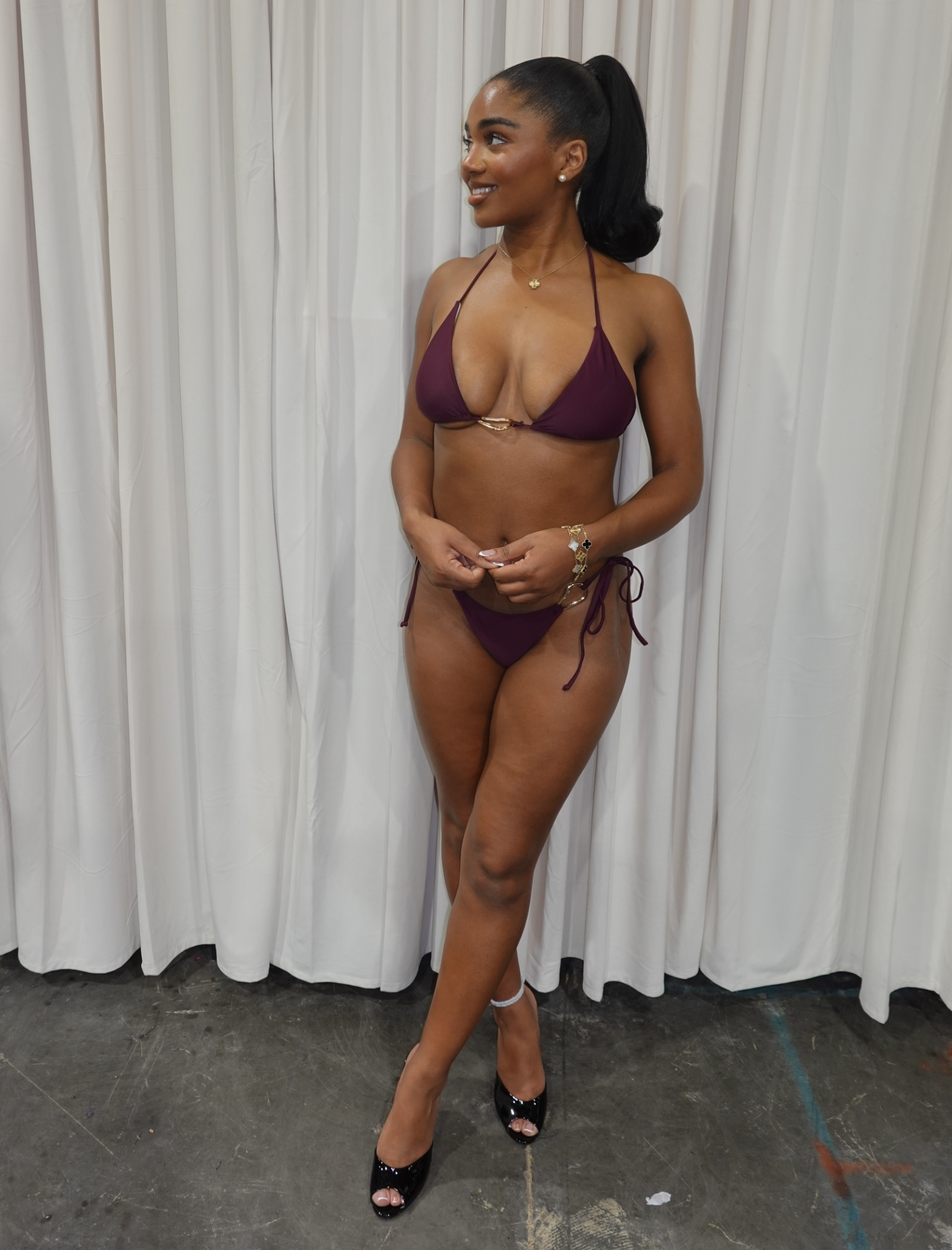 Lagoon Bikini Maxi Skirt Set (Maroon Red)
