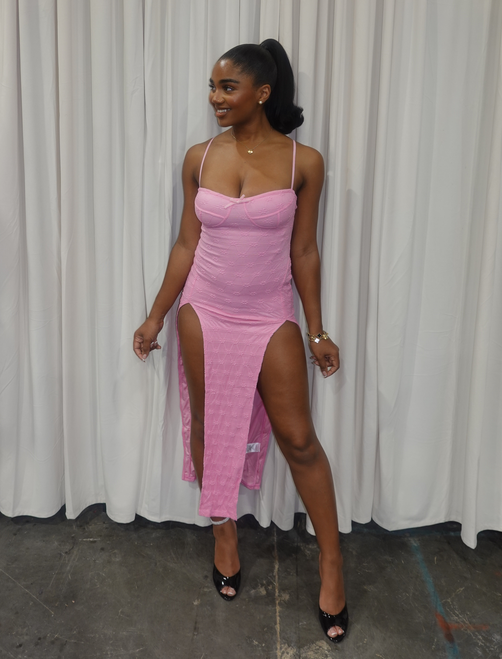 Reilla Mesh Maxi Dress (Pink)