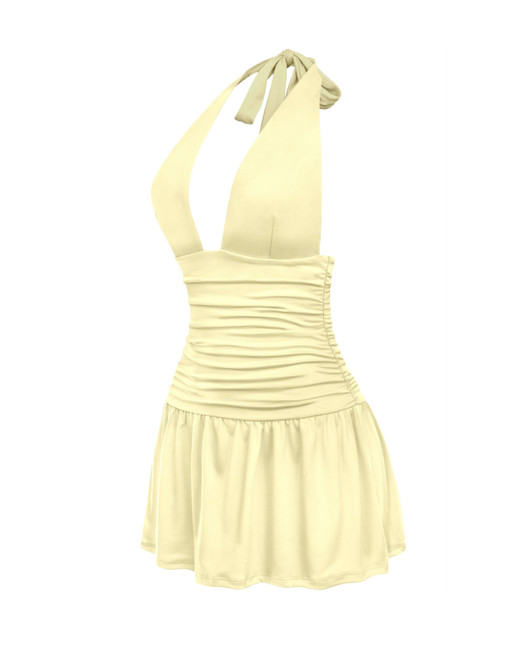 Carolina Halter Mini Dress (Light Yellow)