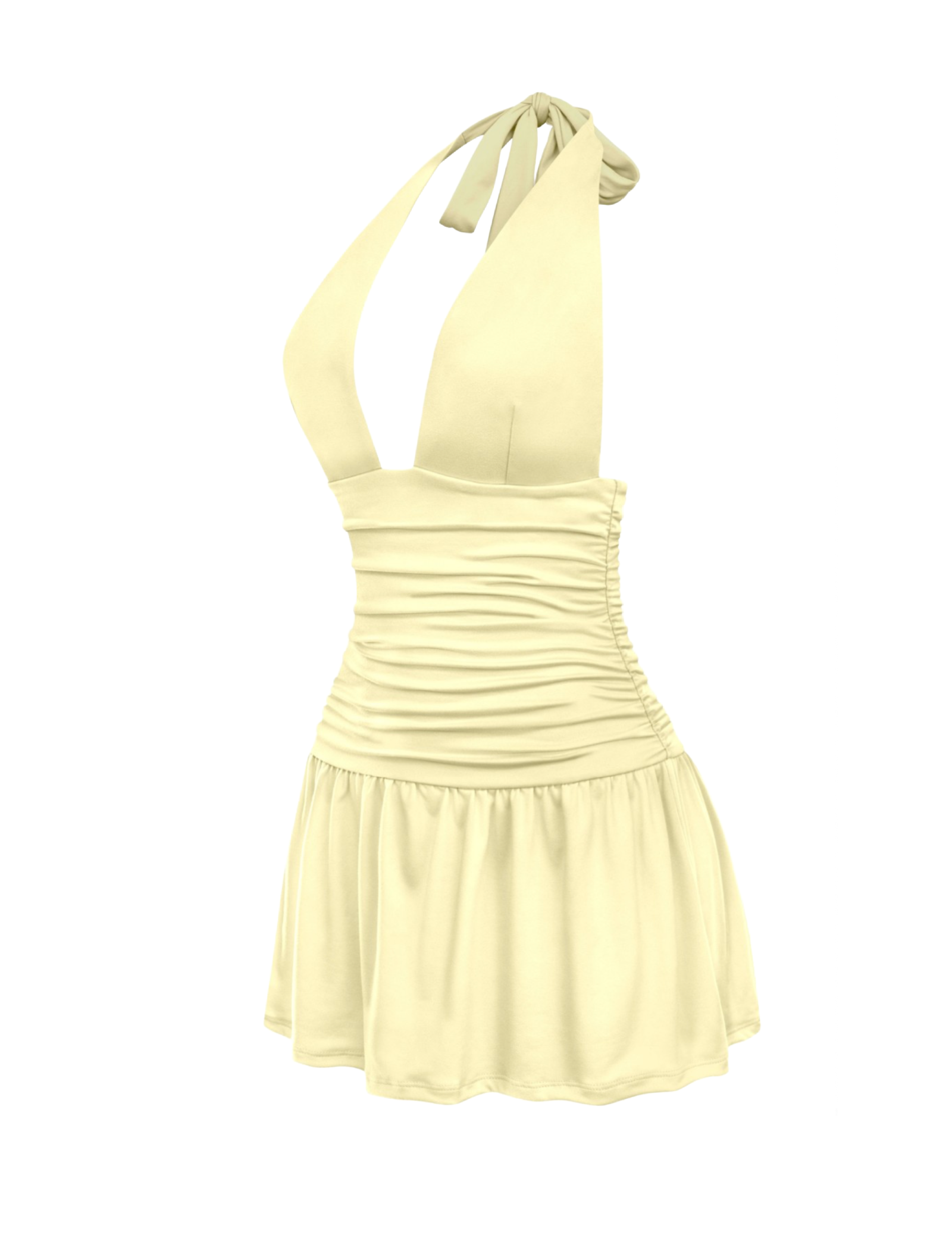 Carolina Halter Mini Dress (Light Yellow)