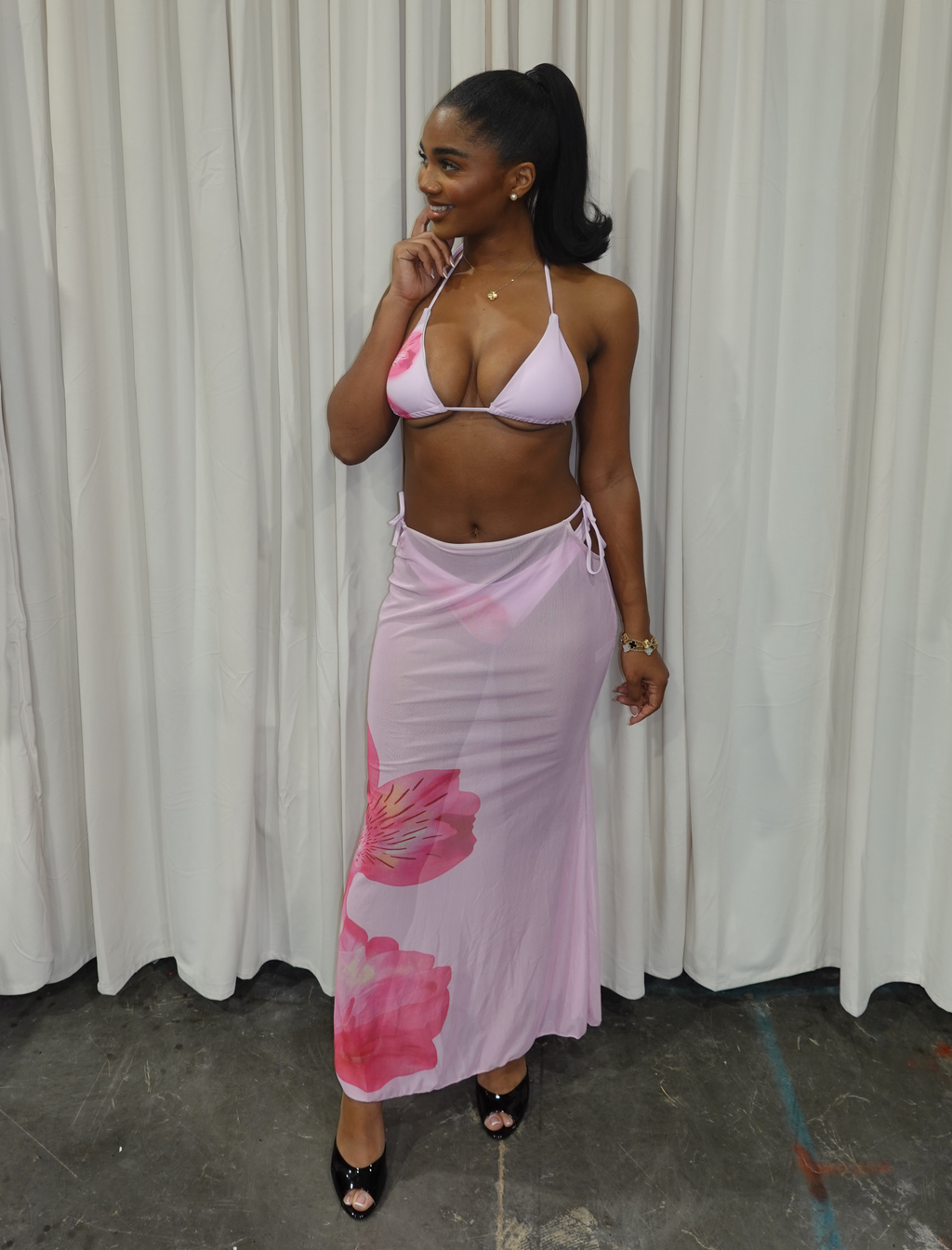 Tahiti Bikini Skirt Set (Pink)