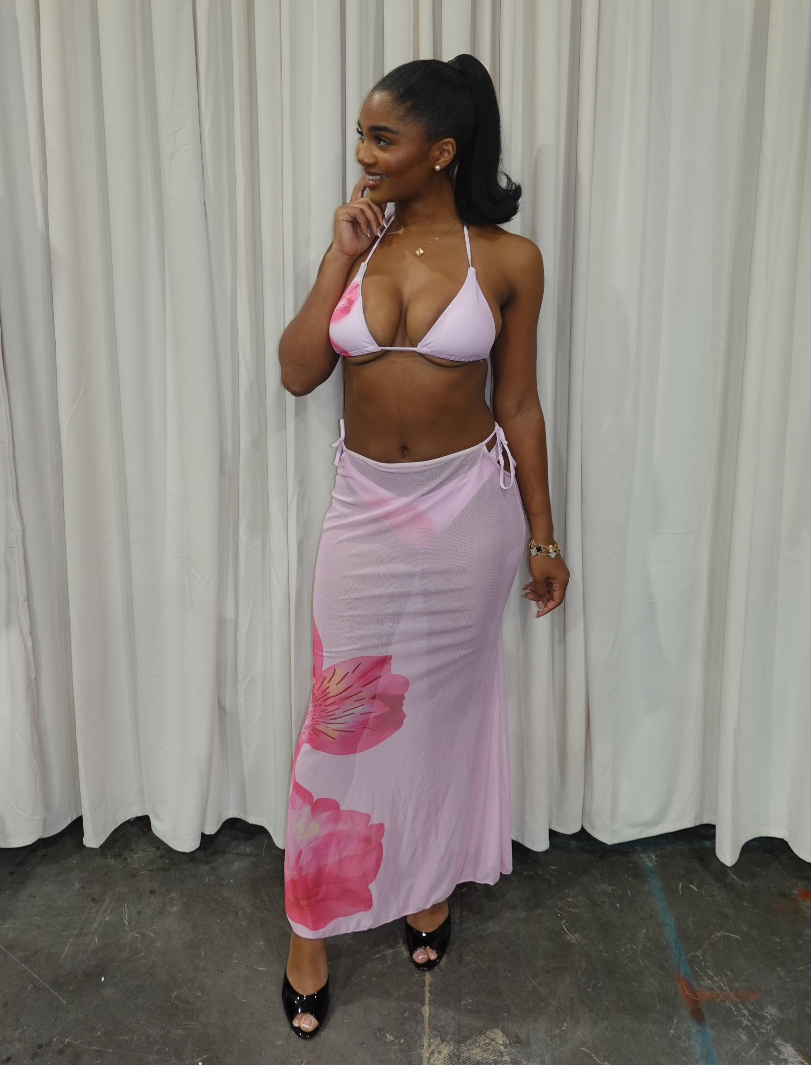 Tahiti Bikini Skirt Set (Pink)