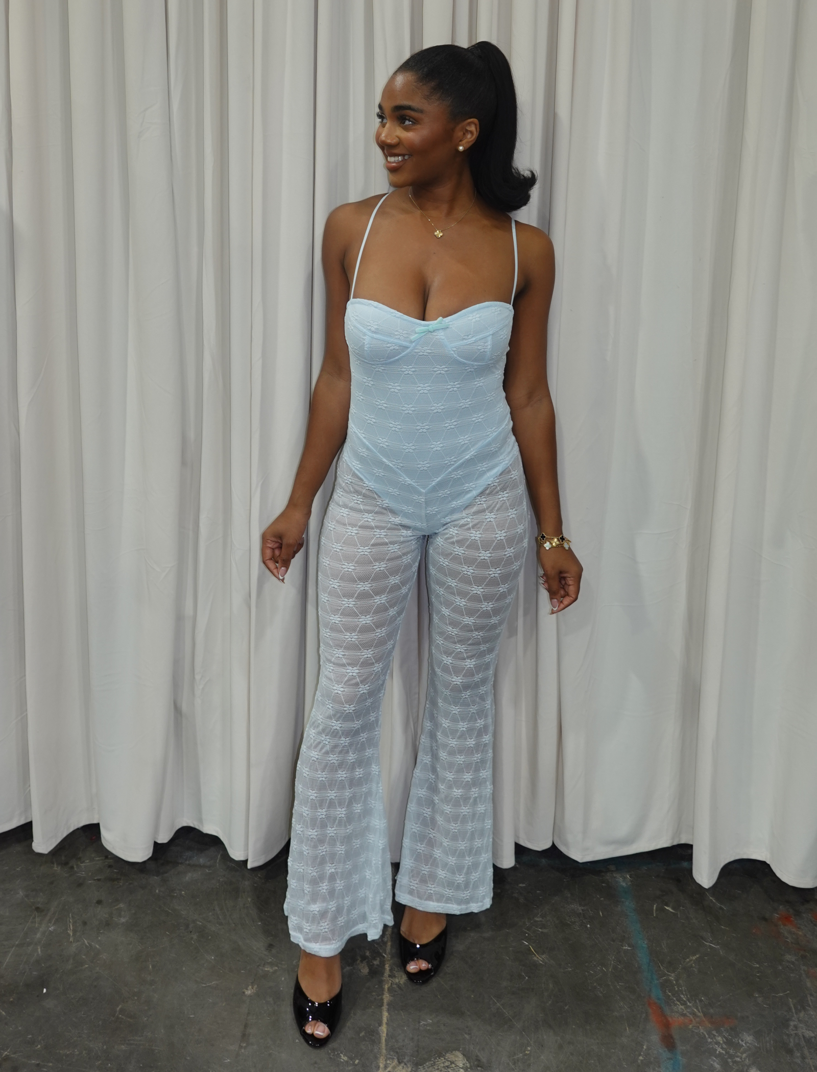 Reilla Mesh Jumpsuit (Light Blue)