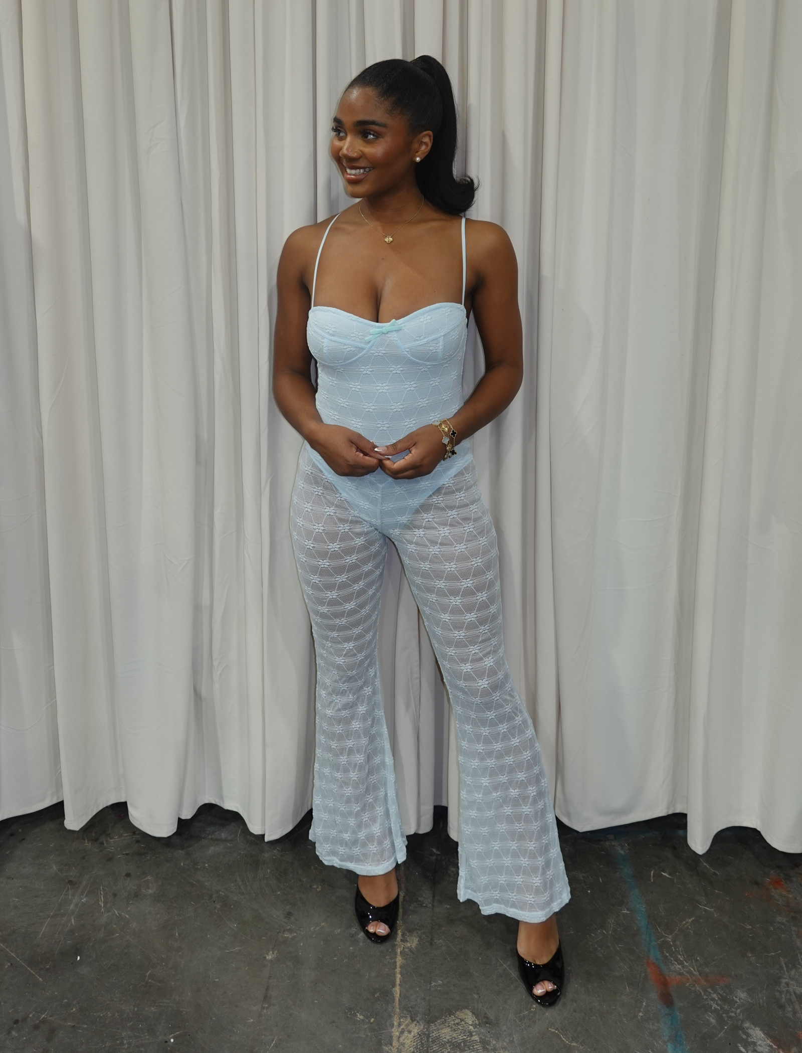 Reilla Mesh Jumpsuit (Light Blue)