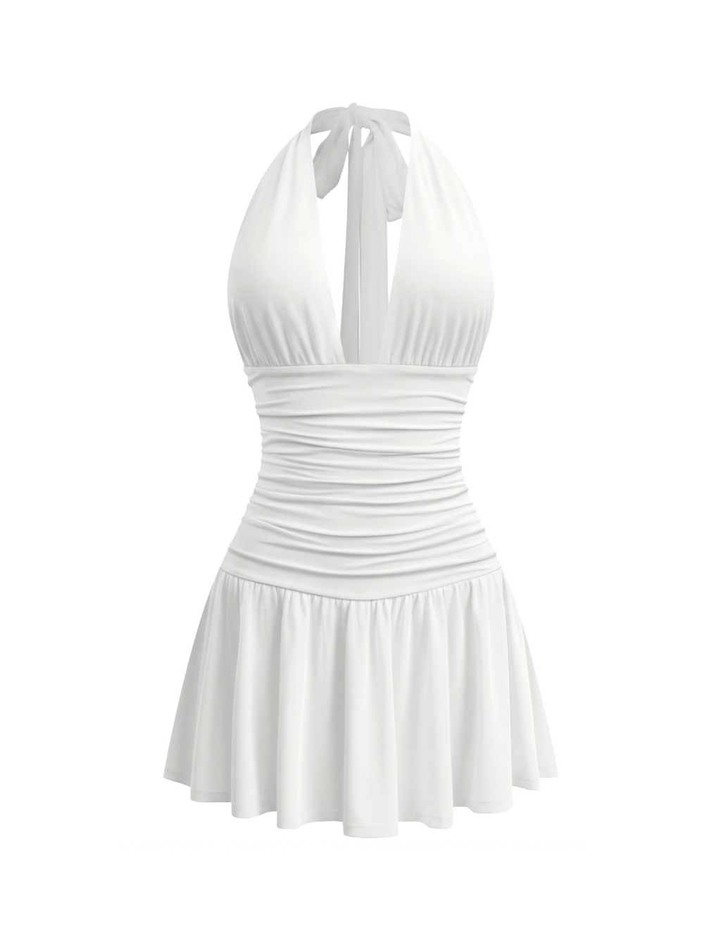 Audrey Halter Mini Dress (White)
