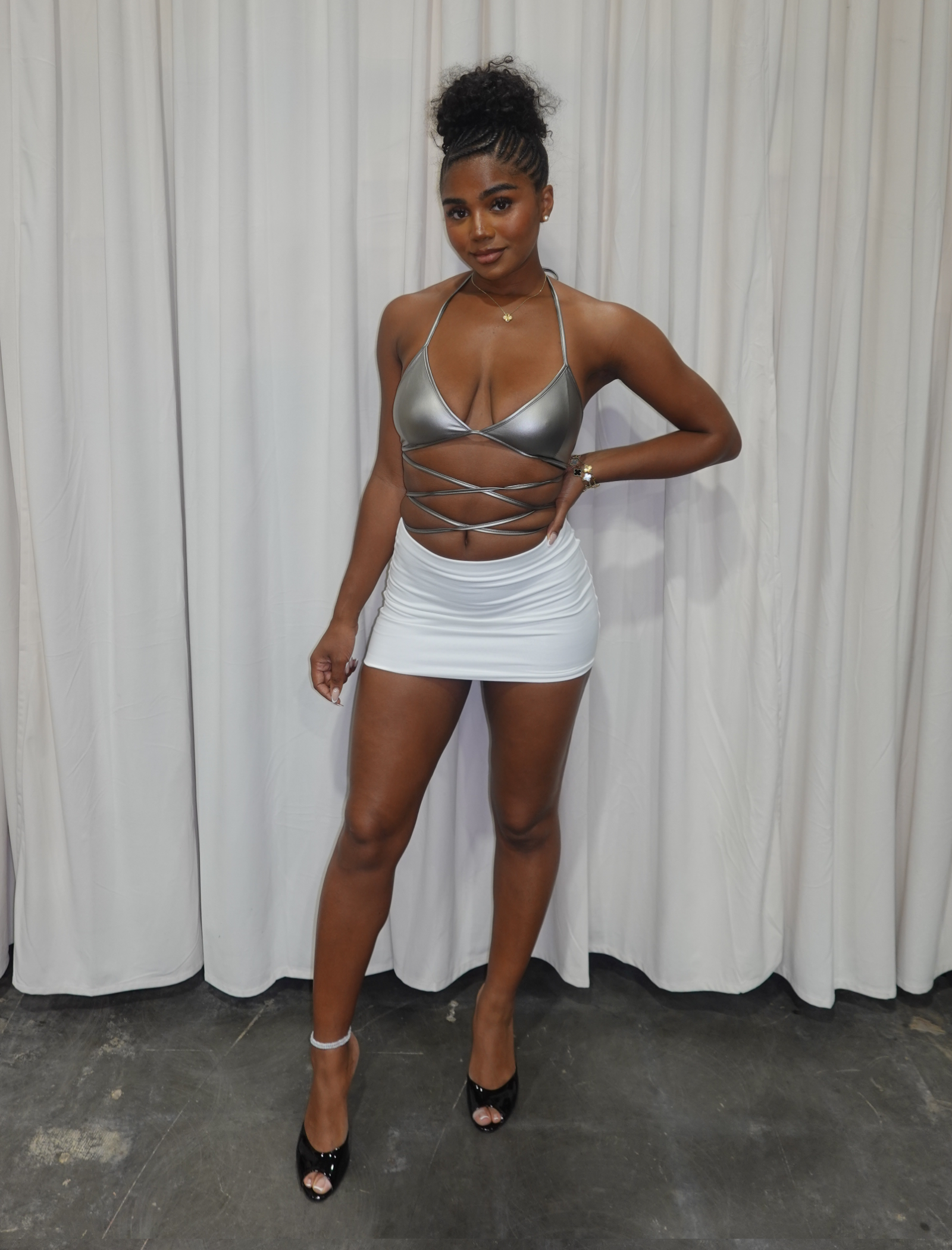Ren Backless Halter Top (Silver)