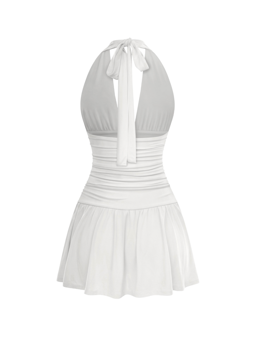 Audrey Halter Mini Dress (White)
